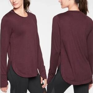 Athleta Uptempo Top Womens Medium Long Sleeve Pullover Auberge Heather Athletic
